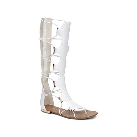 tall white gladiator sandals